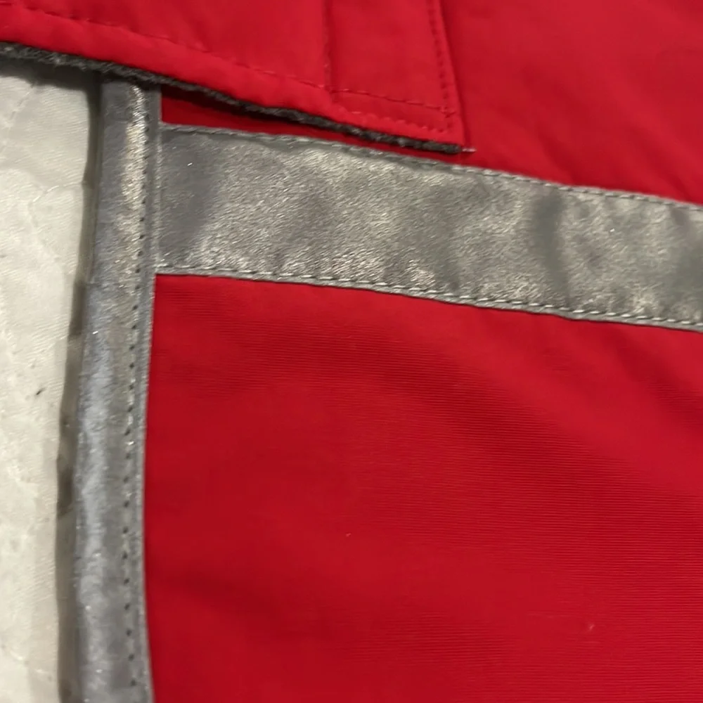 LANDS' END Red Doggie Coat Small Fleece Lined Gorpcore Preppy Pet Cozy